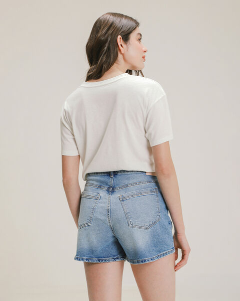 Short Mom Fit Azul Acero